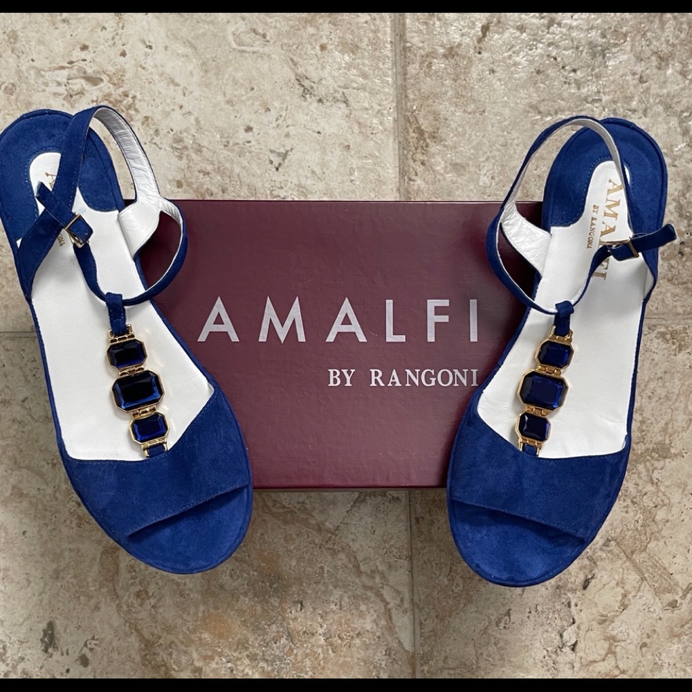 AMALFI BY RANGONI ROYAL BLUE STRAPPY SANDALS